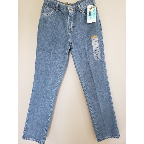 NEW Lee Relaxed Fit‎ Straight Leg At the Waist Size 4 Medium Blue 100% Cotton - Picture 1 of 6
